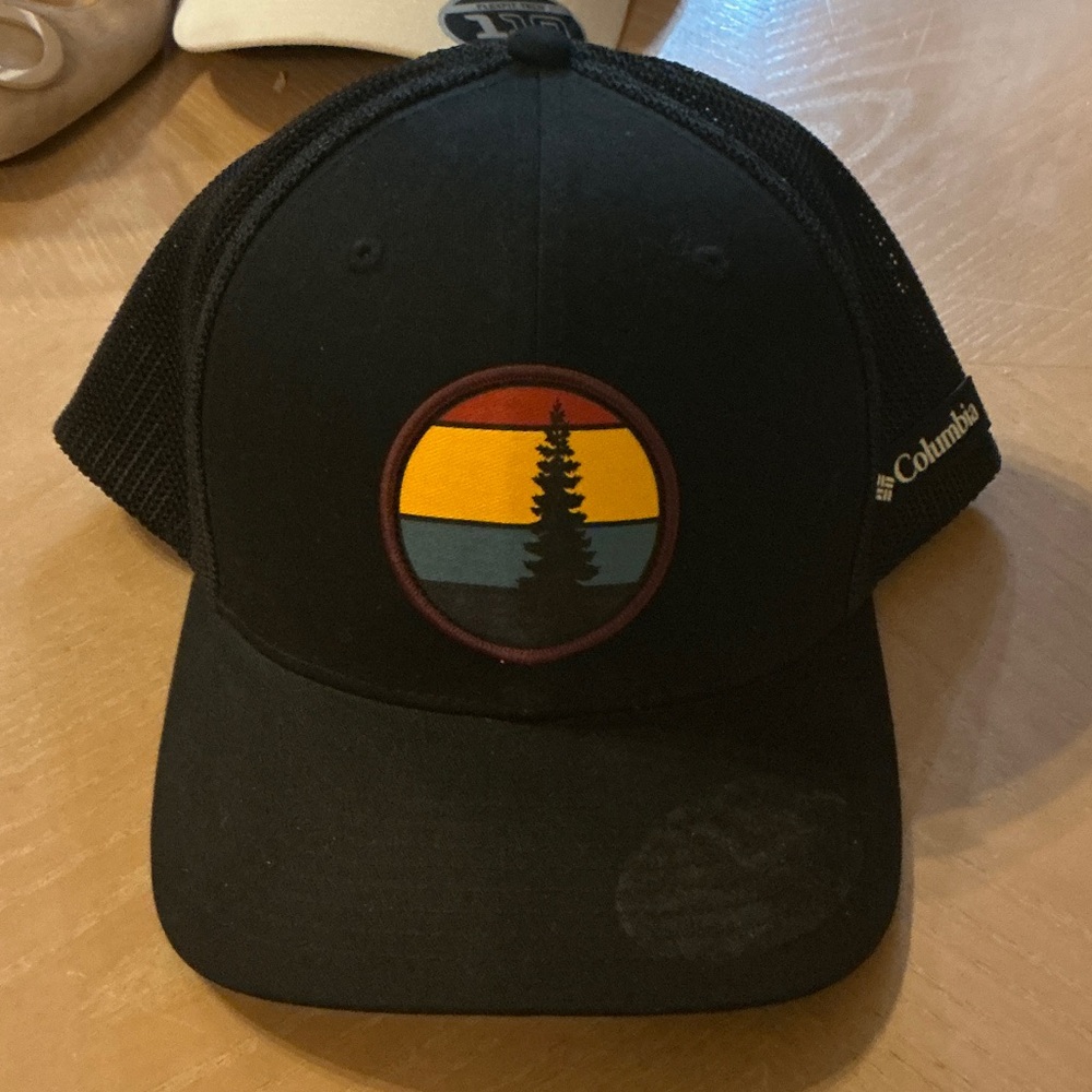 Columbia Black Hat with Colorful Tree Patch